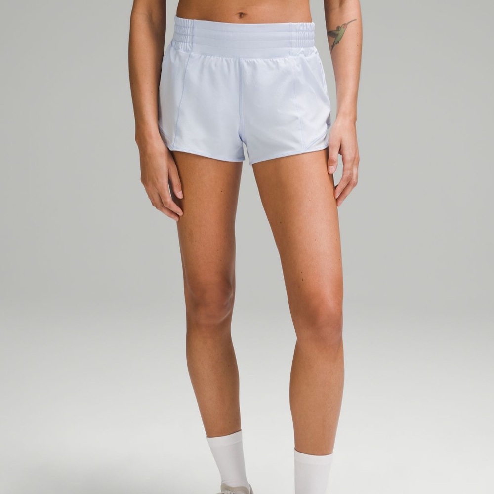 Lululemon Hotty hot high rise Powder Blue short size 12 2.5”